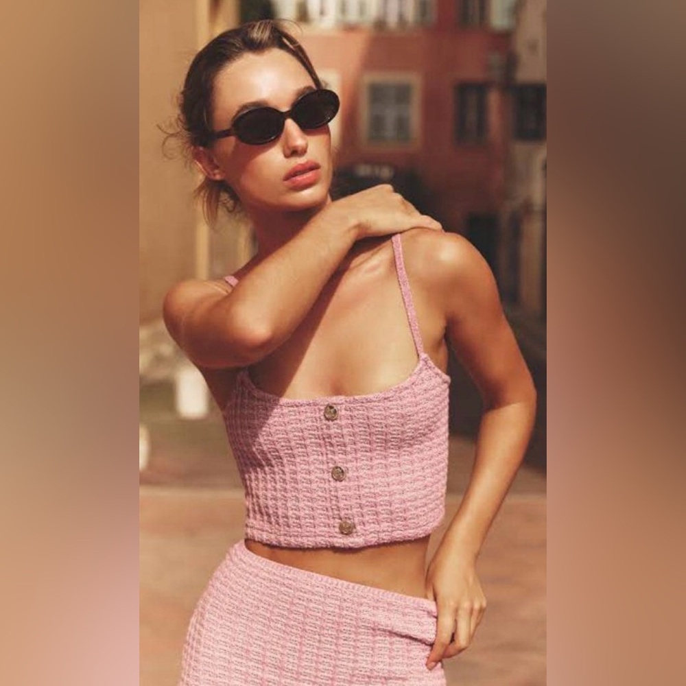 Zara Pink Textured Crop Top
